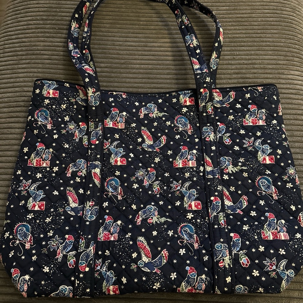 Vera Bradley Iconic Vera Tote & Hipster Set Holiday Owls Navy Background NWT - Picture 5 of 16